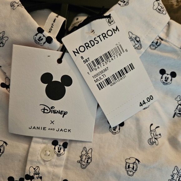 JANIE AND JACK X DISNEY COLLAB MICKEY & FRIENDS OXFORD SHIRT SZ 8 NWT - Picture 4 of 7